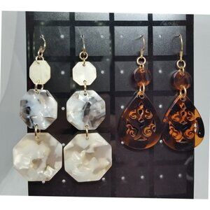 BUNDLE lot 2 trendy fashionista urban chic earrings-lightweight dangle drop.